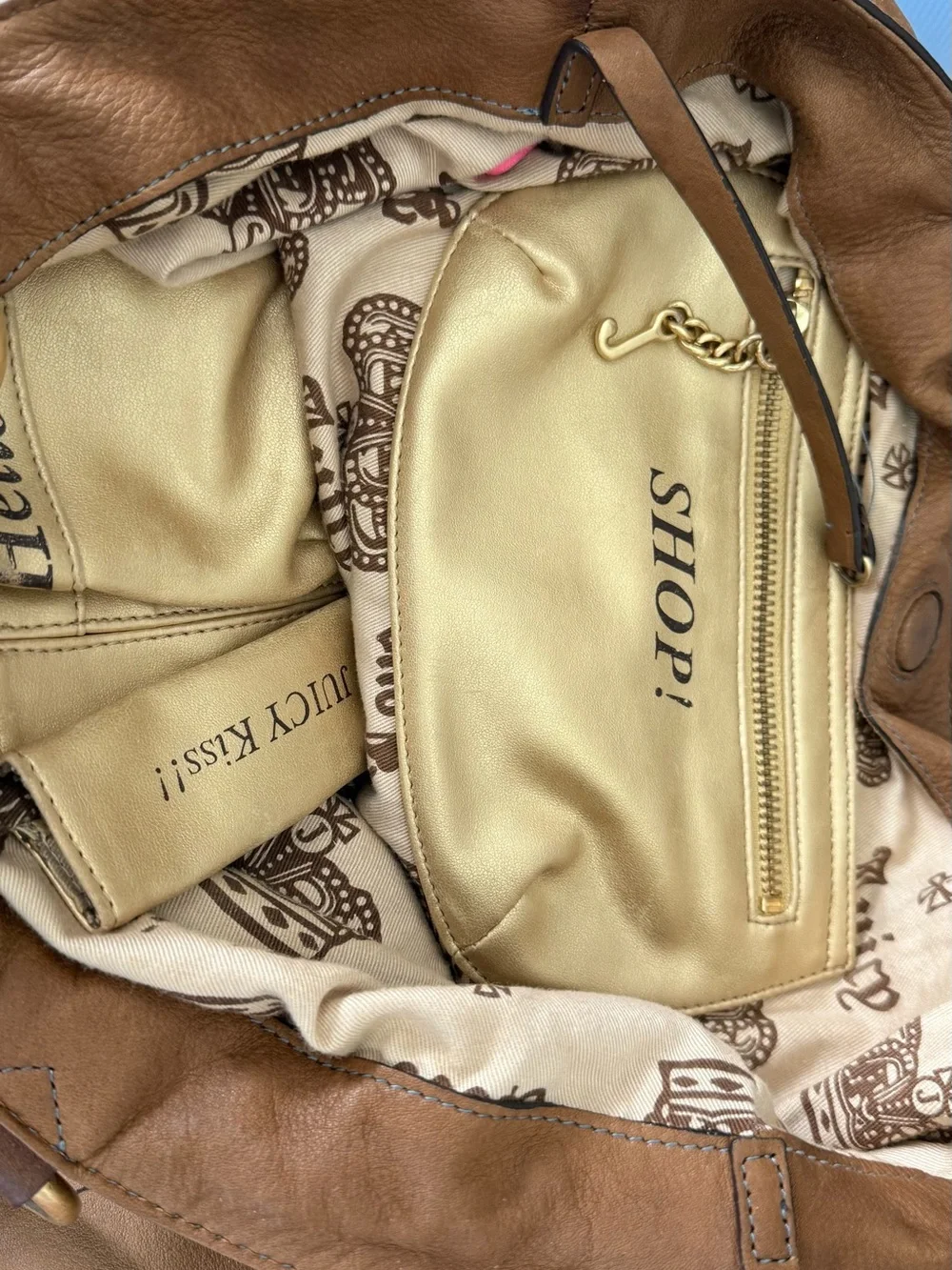 Juicy Couture Vintage Brown Leather Hobo Bag  Y2k